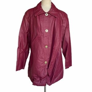 DENNIS BASSO Faux Leather Jacket Women’s Plus 3X Dark Berry Turn Key